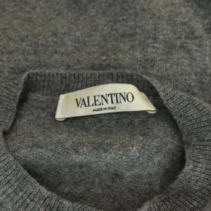 VALENTINO ニット カットソー 長袖 VLTN ロゴ ウール カシミヤ混  XS グレー