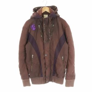 ワッペンフーディー中綿ジャケット M ブラウン