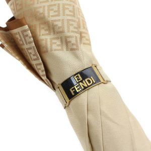 FENDI 雨傘 ズッカ柄 ウッドハンドル ロゴ ベージュ ブラウン