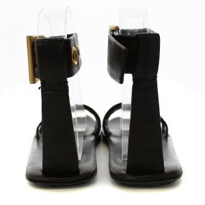 PRADA イタリア製 サンダル フラット ベルト レザー 36.5 23.5cm ブラック