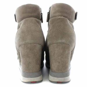 PRADA SPORT ショートブーツ スニーカー ウェッジソール 三角プレート スエード 36 23cm ベージュ