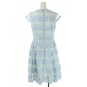 LANVIN COLLECTION ワンピース ボーダー シアー シースルー リネン 40 ライトブルー