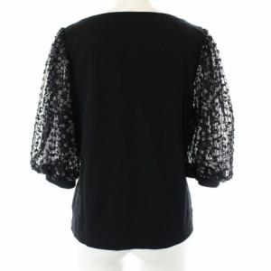 M'S GRACY カットソー ブラウス プルオーバー ラウンドネック 五分袖 近年モデル シアー シースルー チュール レース 花柄 スパンコール