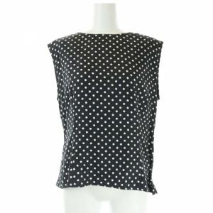 ヴィンテージ ノースリーブドットシルクカットソーブラウス 42 ブラック