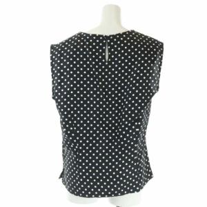 CELINE ヴィンテージ ノースリーブドットシルクカットソーブラウス 42 ブラック