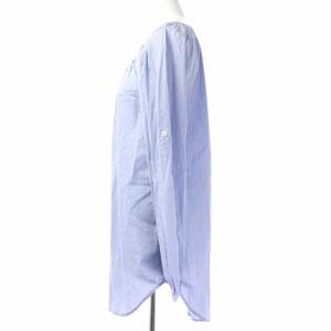 ETRO シャツ ブラウス 長袖 ノーカラー ストライプ 38 S ブルー