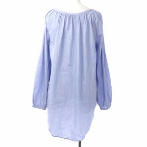 ETRO シャツ ブラウス 長袖 ノーカラー ストライプ 38 S ブルー