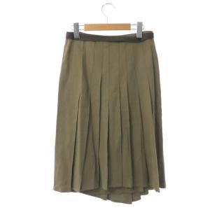 ANTEPRIMA ラップスカート ロング リネン混 プリーツ 38 カーキ