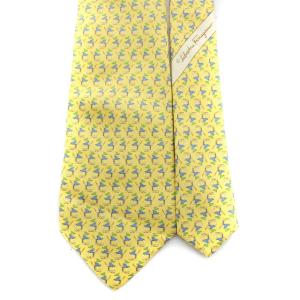 Salvatore Ferragamo シルクゴルフ柄ネクタイ イエロー