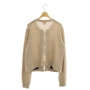 TORY BURCH カーディガン ニット ローゲージ アルパカ混 L ベージュ