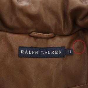 RALPH LAUREN ダウンジャケット ハイネック ラムレザー 11 茶 ブラウン