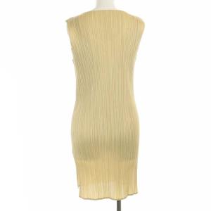PLEATS PLEASE ISSEY MIYAKE イッセイミヤケ 00AW ヴィンテージ ノースリーブサイドスリットプリーツワンピース 4 ベージュ