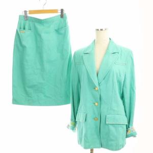 FASHION スーツ セットアップ 上下 ヴィンテージ テーラードジャケット 3B 総柄 スカート