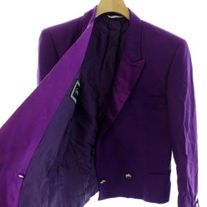 GIANNI VERSACE スーツ セットアップ 上下 ダブル テーラードジャケット ヴィンテージ ひざ丈 スカート シルク混 38 M 紫 パープル
