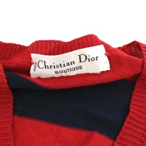 Christian Dior BOUTIQUE カーディガン マリンニット ヴィンテージ 金ボタン ボーダー 長袖 レッド