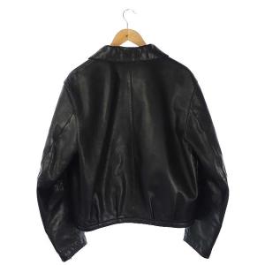 GIORGIO ARMANI レザージャケット ブルゾン ジップアップ 50 黒 ブラック