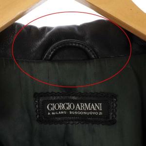 GIORGIO ARMANI レザージャケット ブルゾン ジップアップ 50 黒 ブラック