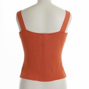 CHANEL 00C ロゴプレートノースリーブニットカットソー オレンジ