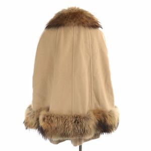 GRACE CONTINENTAL ポンチョ ケープ マント コート ショート丈 ラクーンファー ウール 36 S ベージュ