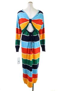 Diagram GRACE CONTINENTAL 19SS マルチボーダーニットワンピース ロング シルク混 長袖 36