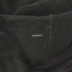 DIESEL フェイクレイヤードチェックシャツパーカー XS ブラック