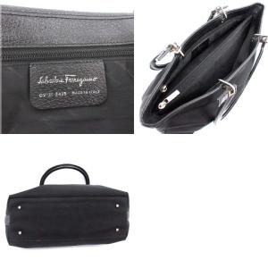 Salvatore Ferragamo ガンチーニナイロンハンドルトートバッグ ブラック