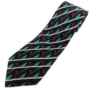 ツリー柄シルクネクタイ ブラック