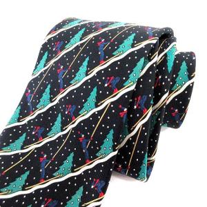 HERMES ツリー柄シルクネクタイ ブラック