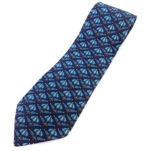 ネクタイ シルク パラソル 総柄 ブルー