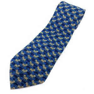 ネクタイ シルク100％ 馬柄 シマウマ 総柄 ブルー