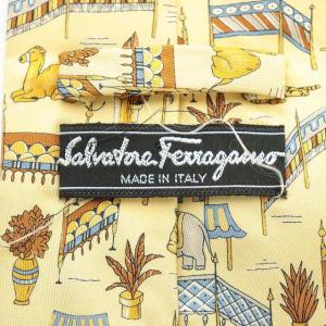 Salvatore Ferragamo 総柄シルクネクタイ ベージュ