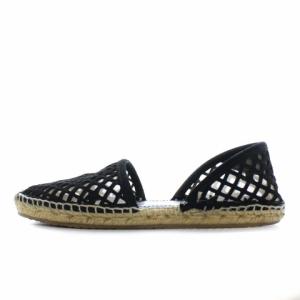 JIMMY CHOO MANSY50 メッシュリネンエスパドリーユ 37.5 ブラック