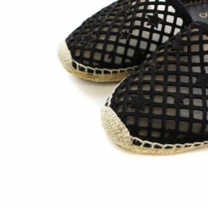 JIMMY CHOO MANSY50 メッシュリネンエスパドリーユ 37.5 ブラック