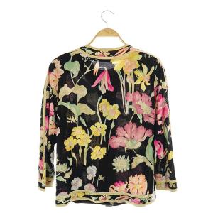 LEONARD FASHION ヴィンテージ 長袖花柄シャツ L ブラック