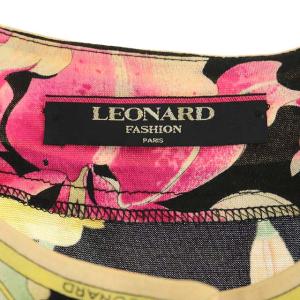 LEONARD FASHION ヴィンテージ 長袖花柄シャツ L ブラック