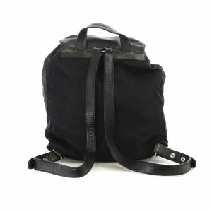PRADA リュックサック ナイロン レザー切替 三角プレート 黒
