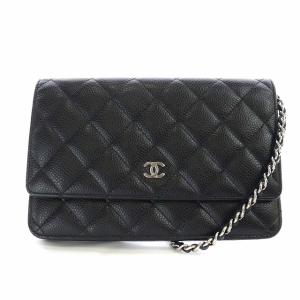 CHANEL マトラッセ キャビアスキン チェーンショルダーウォレット ココマーク ブラック 27番台