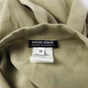 GIORGIO ARMANI シルクボタンダウンブラウス 38 イエローグリーン