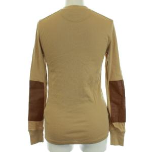 RALPH LAUREN Tシャツ カットソー 長袖 プルオーバー ヘンリーネック エルボー S ブラウン ベージュ