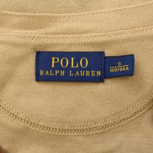 RALPH LAUREN Tシャツ カットソー 長袖 プルオーバー ヘンリーネック エルボー S ブラウン ベージュ