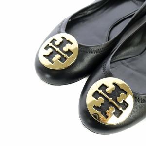TORY BURCH フラットシューズ バレエシューズ パンプス ラウンドトゥ レザー 7M 24cm 黒 ブラック