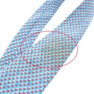 HERMES シルク総柄ネクタイ ブルー