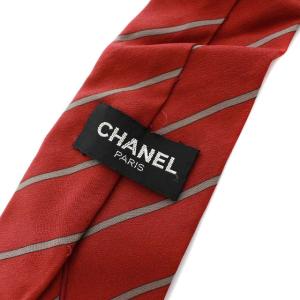 CHANEL ネクタイ レジメンタルストライプ ココマーク レッド