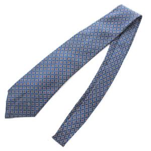 CELINE ネクタイ 総柄 シルク ネイビー レッド