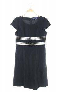 ワンピース リボン 半袖 膝丈 36 ブラック