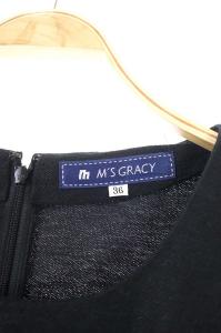 M'S GRACY ワンピース リボン 半袖 膝丈 36 ブラック