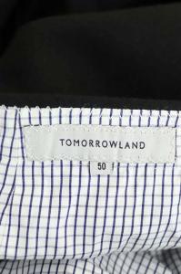 TOMORROWLAND イタリア製 スラックスパンツ テーパード ボタンフライ ロールアップ 50 ブラック