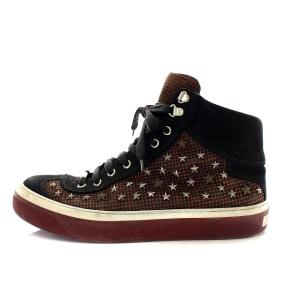 JIMMY CHOO 千鳥格子スタッズハイカットスニーカー 41 ブラック