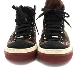 JIMMY CHOO 千鳥格子スタッズハイカットスニーカー 41 ブラック