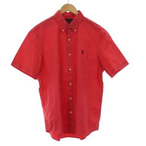 CLASSIC FIT シャツ ボタンダウン 半袖 ポニー 刺繍 L レッド